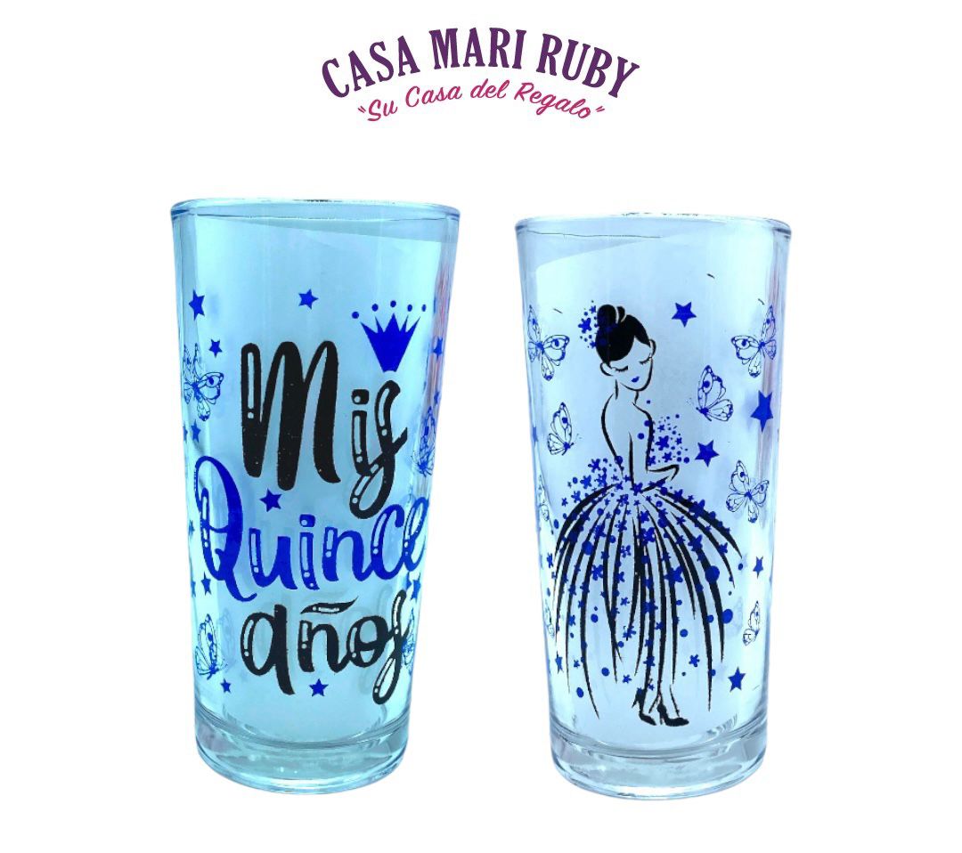 VASO CUBERO XV AÑOS AZUL G006